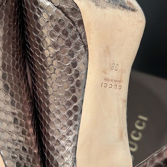 Gucci Snakeskin Peep Toe Pumps - Picture 6 of 10